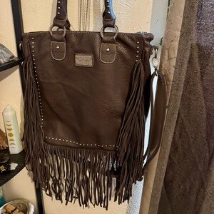 Trinity Ranch by Montana West Brown Fringe Tote – Removable Shoulder Strap
